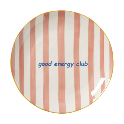 Ontbijtbord streep - roze - ø2.5x21 cm - Happy at Home by Sanny