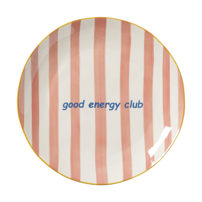 Ontbijtbord streep - roze - ø2.5x21 cm - Happy at Home by Sanny