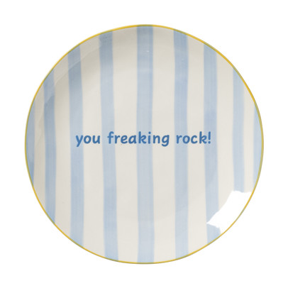 Ontbijtbord streep - blauw - ø2.5x21 cm - Happy at Home by Sanny