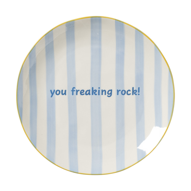 Ontbijtbord streep - blauw - ø2.5x21 cm - Happy at Home by Sanny