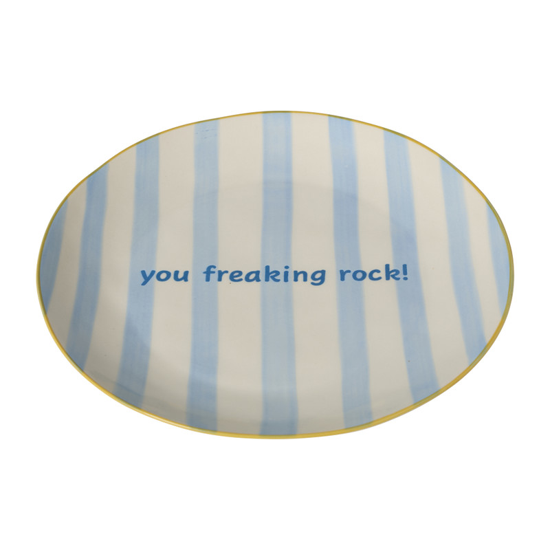 Ontbijtbord streep - blauw - ø2.5x21 cm - Happy at Home by Sanny