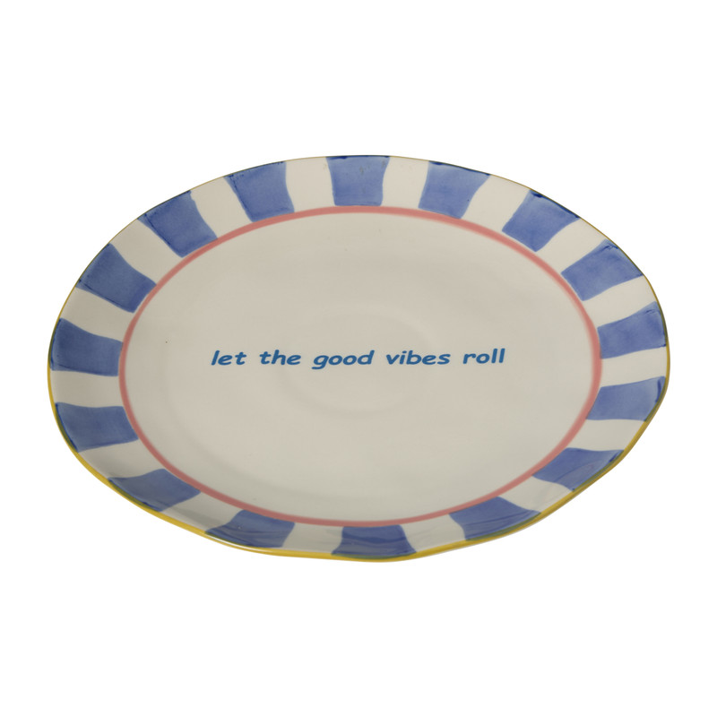 Dinerbord - blauw - ø25.5x3.5 cm - Happy at Home by Sanny