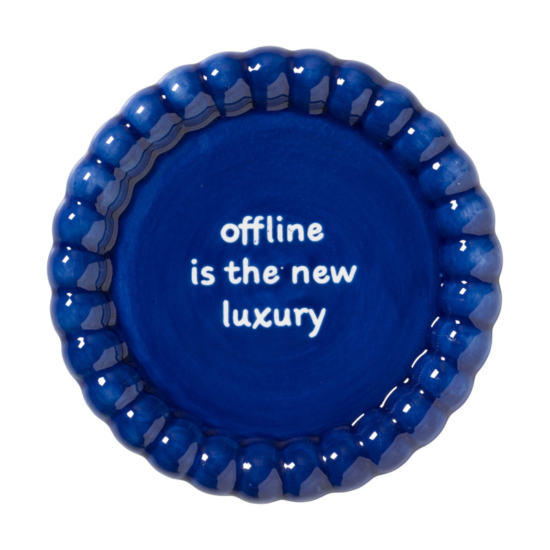 Mini plateau golvende rand - blauw - ø13.8x1.5 cm - Happy at Home by Sanny