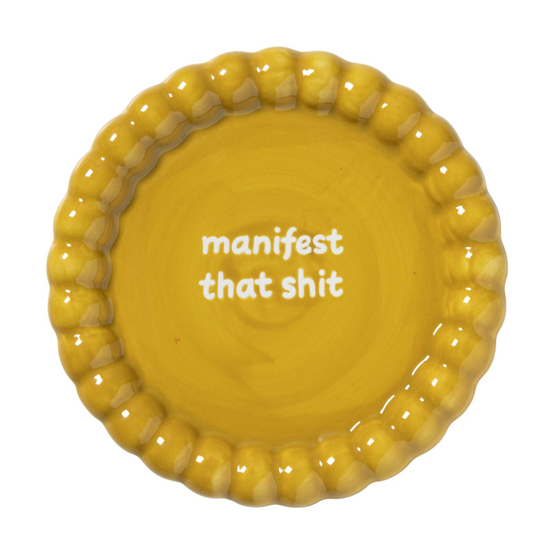 Mini plateau golvende rand - geel - ø13.8x1.5 cm - Happy at Home by Sanny