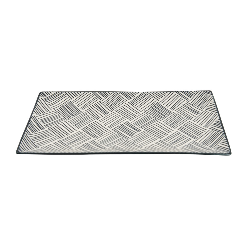 Tapas bord Sevilla - zwarte streepjes - 28x15.5 cm