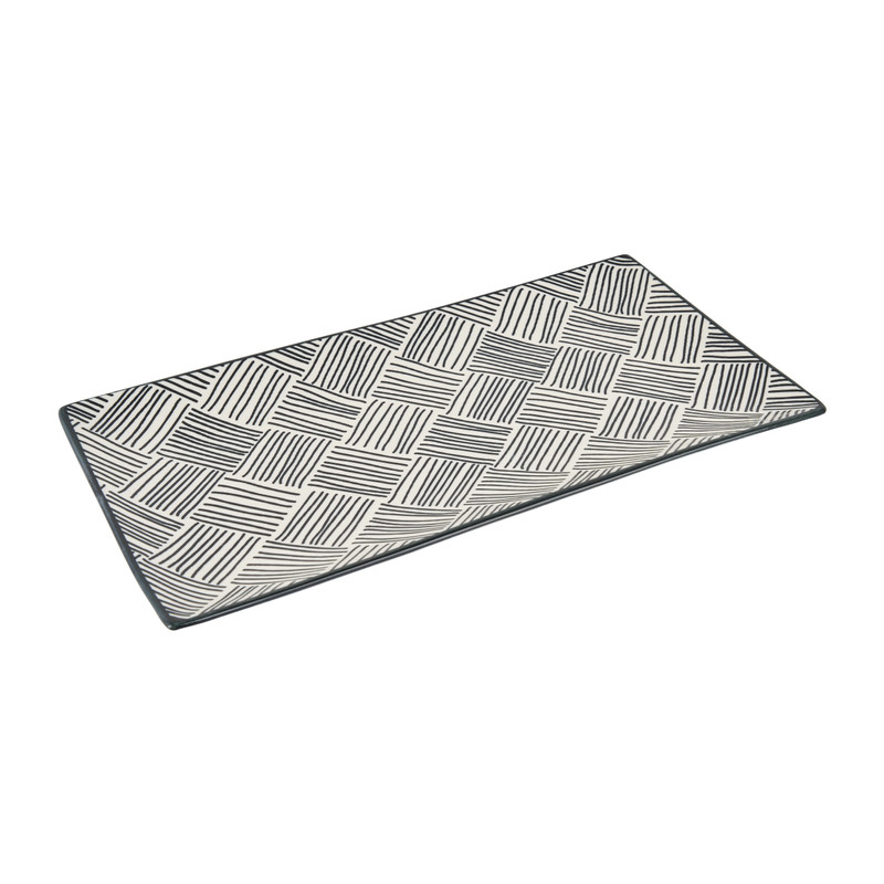 Tapas bord Sevilla - zwarte streepjes - 28x15.5 cm