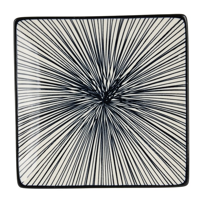Tapas bord Sevilla - zwarte lijnen - 15x15 cm