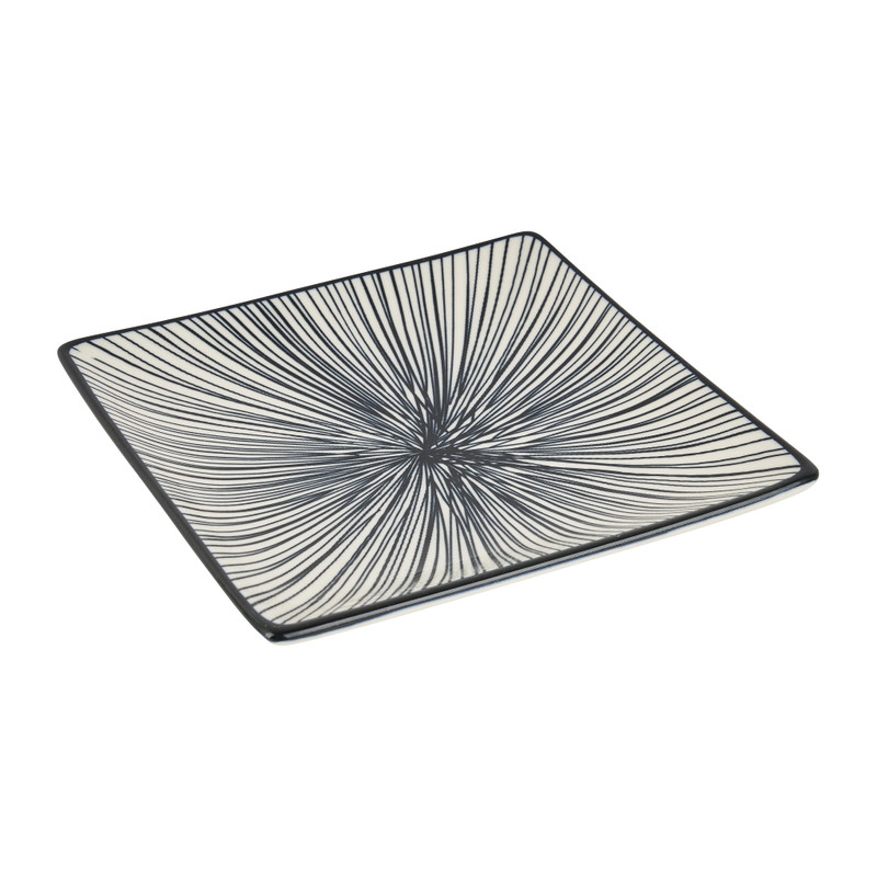 Tapas bord Sevilla - zwarte lijnen - 15x15 cm