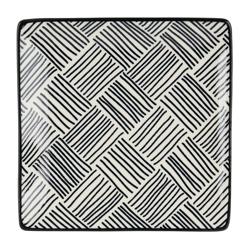 Tapas bord Sevilla - zwarte streepjes - 15x15 cm