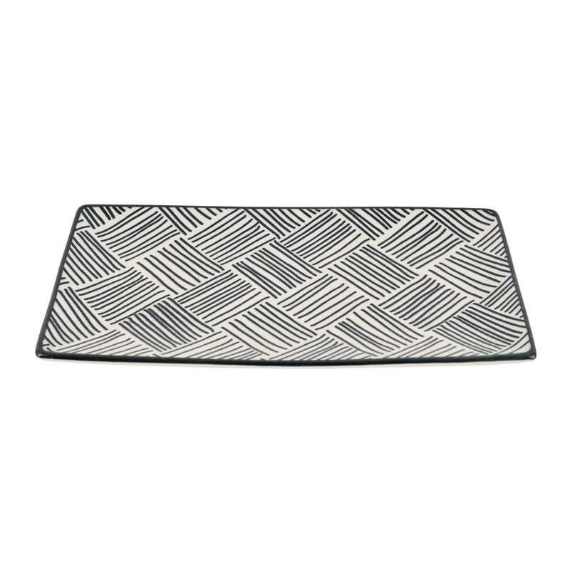 Tapas bord Sevilla - zwarte streepjes - 21.5x12 cm