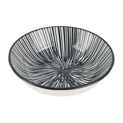 Tapas sausschaaltje Sevilla - zwarte lijnen - ø9x2.5 cm