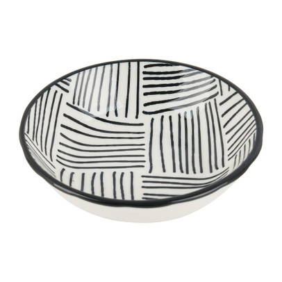 Tapas sausschaaltje Sevilla - zwarte streepjes - ø9x2.5 cm