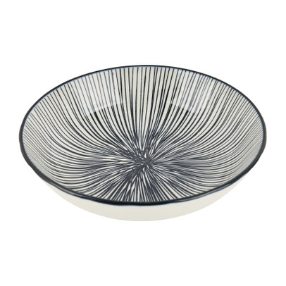 Tapas schaaltje Sevilla - zwarte lijnen - ø14x3.5 cm