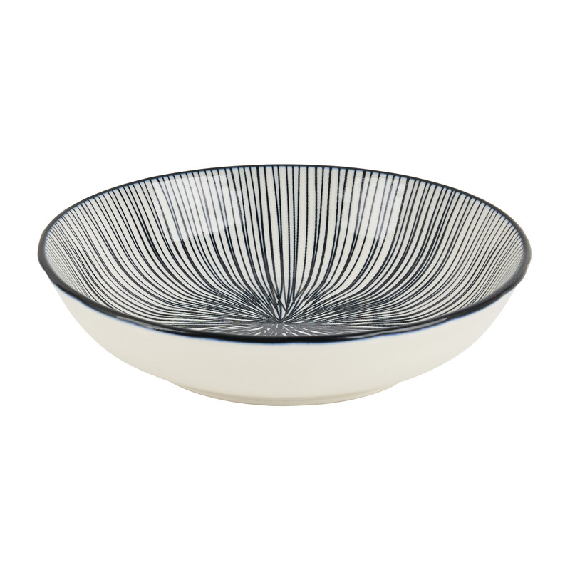 Tapas schaaltje Sevilla - zwarte lijnen - ø14x3,5 cm