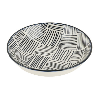 Tapas schaaltje Sevilla - zwarte streepjes - ø14x3.5 cm