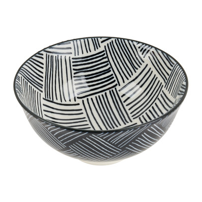 Tapas rijstschaaltje Sevilla - zwarte streepjes - ø11.5x5.8 cm