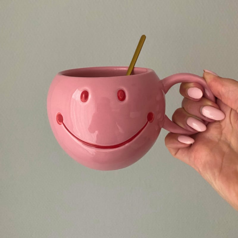 Smiley mok - roze - 150 ml