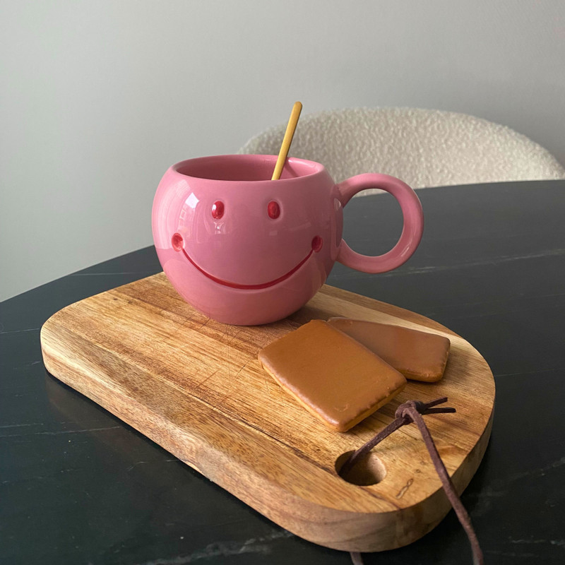 Smiley mok - roze - 150 ml