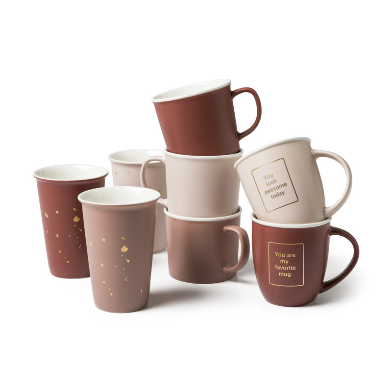 Cup met gouden vlekjes - lichtroze - 280 ml 