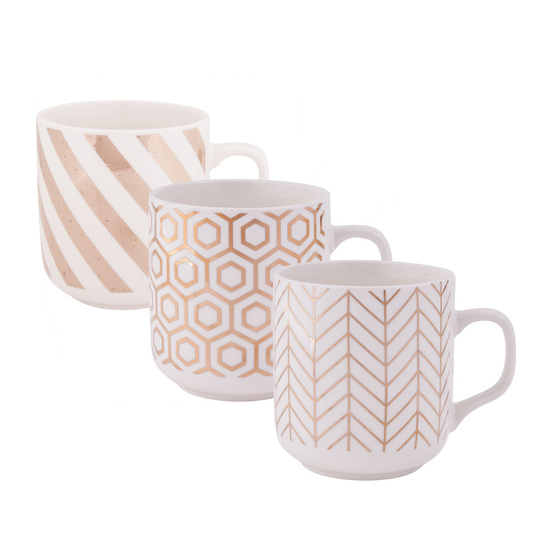 Mok grafisch - 30 cl - wit/goud - diverse varianten