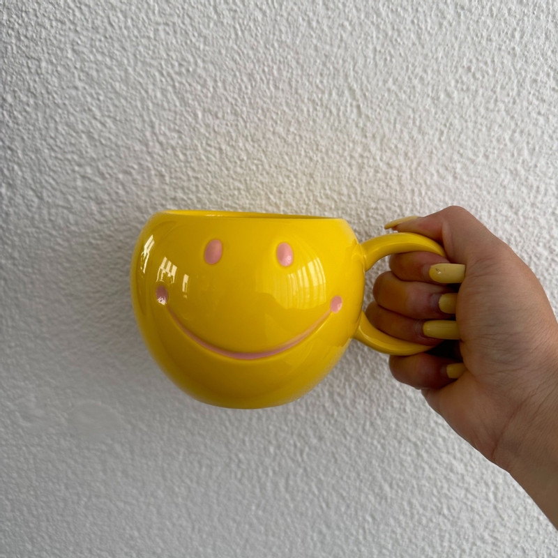 Smiley mok - geel - 150 ml