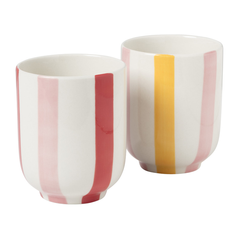 Mok streep - roze/oranje - 125 ml