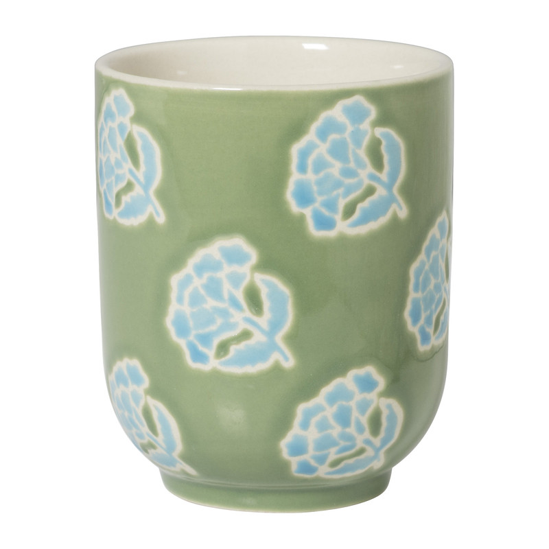 Xenos Cup met bloemen - groen/blauw - 175 ml
