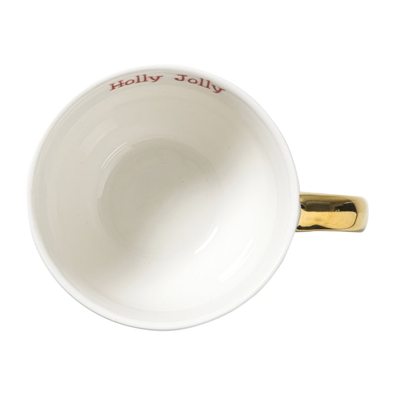 Mok strikken kerstboom - wit/rood/goud - 420 ml