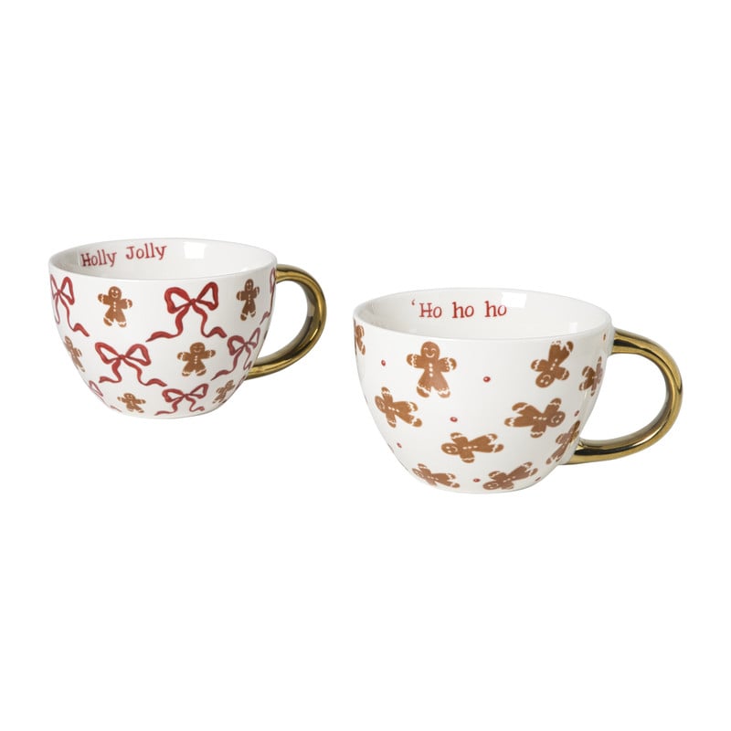 Mok strikken kerstboom - wit/rood/goud - 420 ml