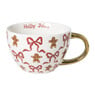 Mok strikken kerstboom - wit/rood/goud - 420 ml