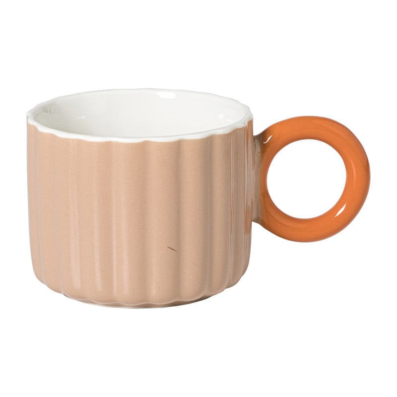 Mok ribbel - bruin/oranje - 200 ml