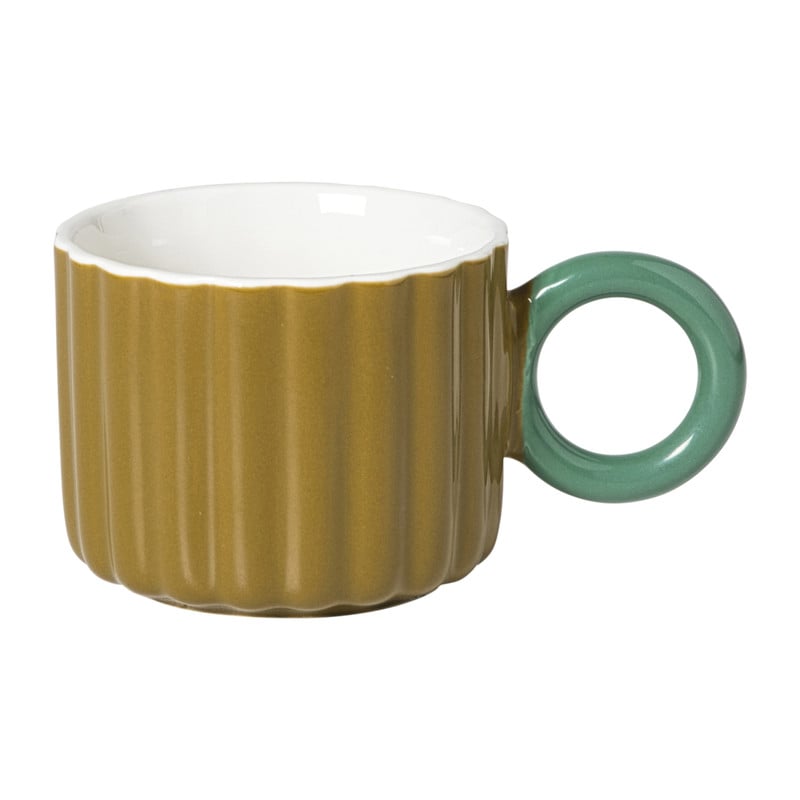 Mok ribbel - geel/groen - 200 ml