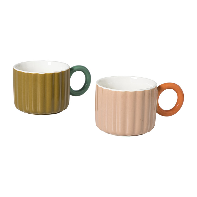 Mok ribbel - geel/groen - 200 ml