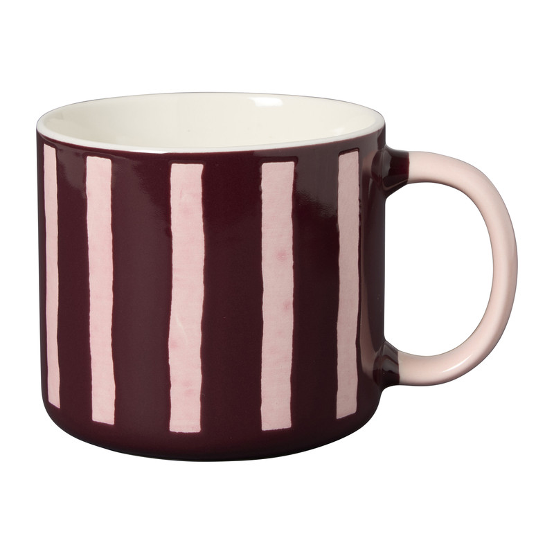 Mok streep - roze/bordeaux rood - 320 ml
