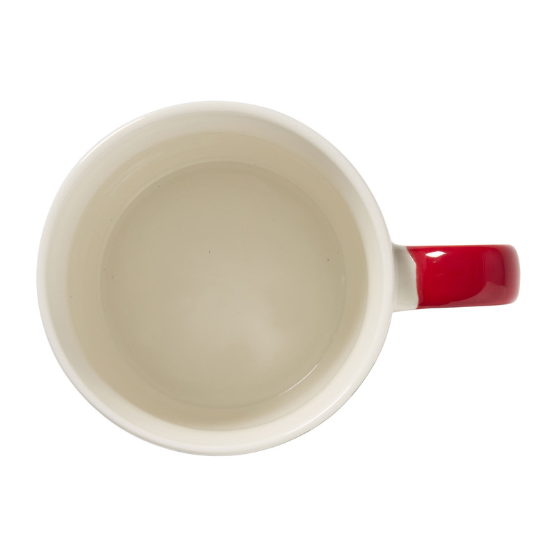 Mok kersthond streep - wit - 400 ml
