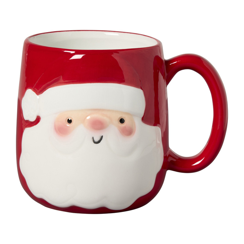 Kerstmok kerstman - wit - 9.8x10.7 cm
