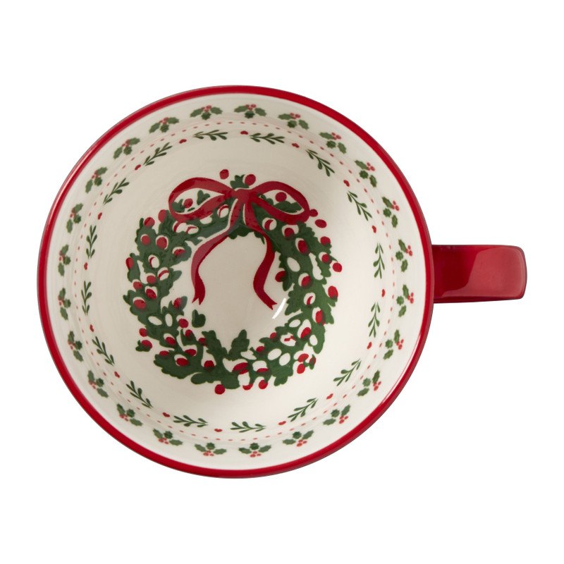 Mok op voet kerst - wit - 14x11.3x7.6 cm