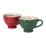 Mok op voet kerst - wit - 14.4x11.3x7.6 cm