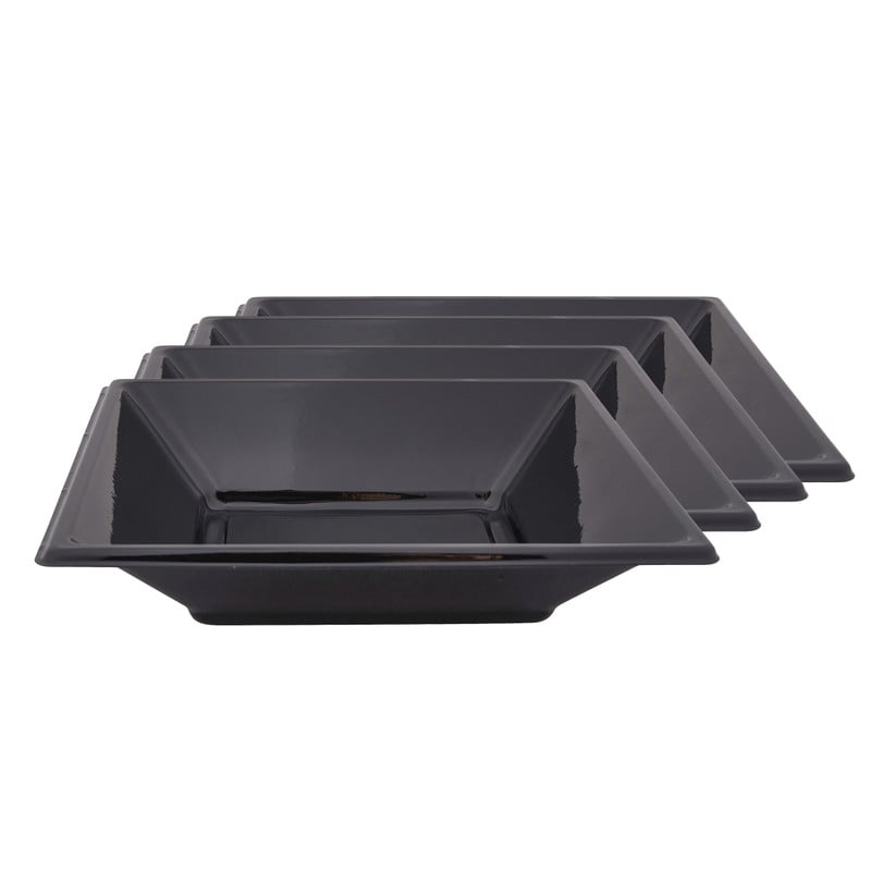 Serveerschaal zwart - 18x18x4 cm - set van 4