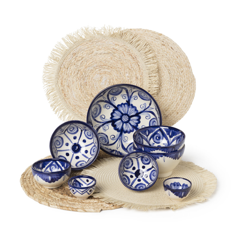 Schaal bloem - blauw - ø23 cm