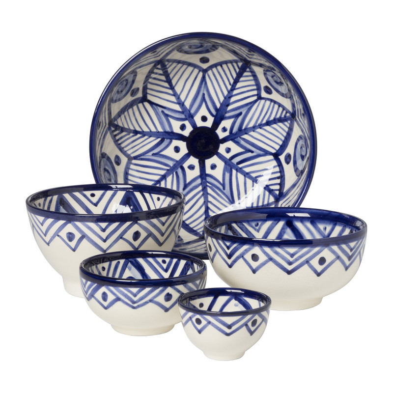 Schaaltje Bilbao - ø14 cm - blauw/wit 