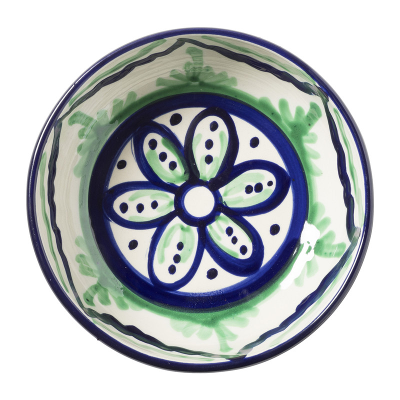 Schaaltje flor plat - groen/blauw - ø14 cm