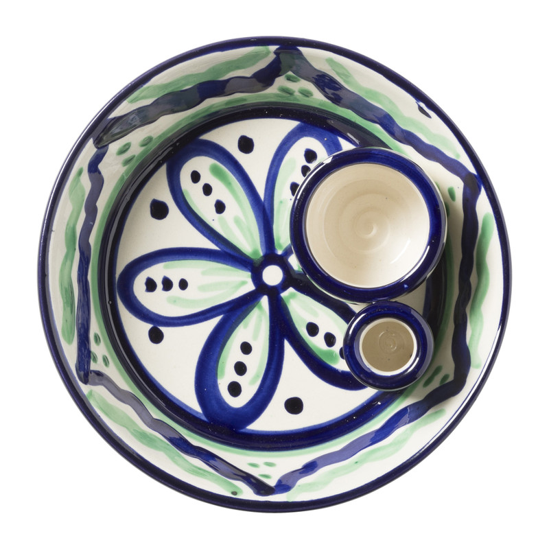 Olijvenbakje flor - groen/blauw - 16 cm