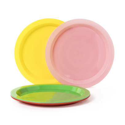 Bordjes - multikleur - kunststof - ø19 cm - set van 6