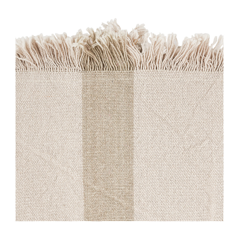 Placemat met fringes - beige met donkere streep - 33x48 cm
