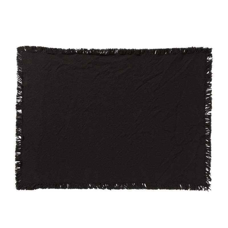 Placemat franje - zwart - 32x46 cm