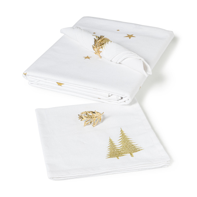 Servet gouden kerstboom - katoen - 40x40 cm