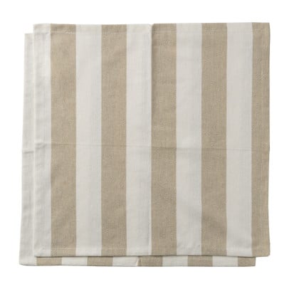 Servet gestreept - wit/beige - set van 2 - 40x40 cm