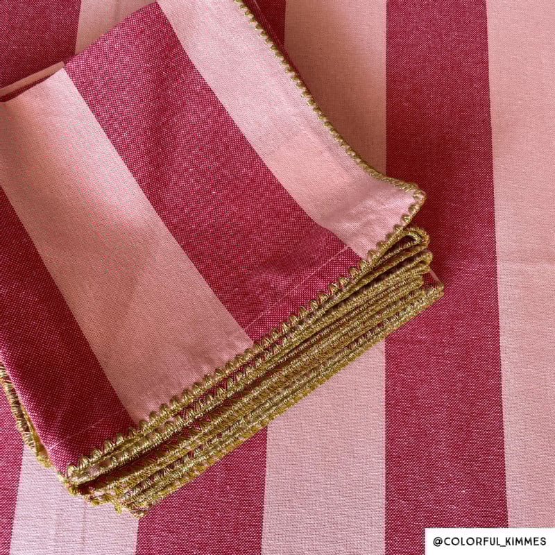 Tafelkleed streep - roze/rood - 140x240 cm