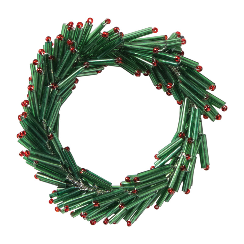 Servetring kersttak - groen/rood - ø7 cm
